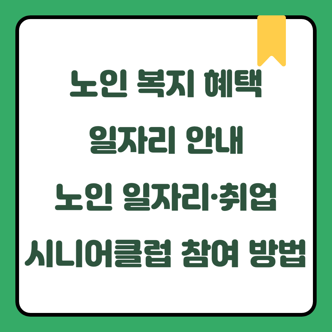 2025 노인 복지 혜택 일자리 안내｜노인 일자리·취업·시니어클럽 참여 방법
